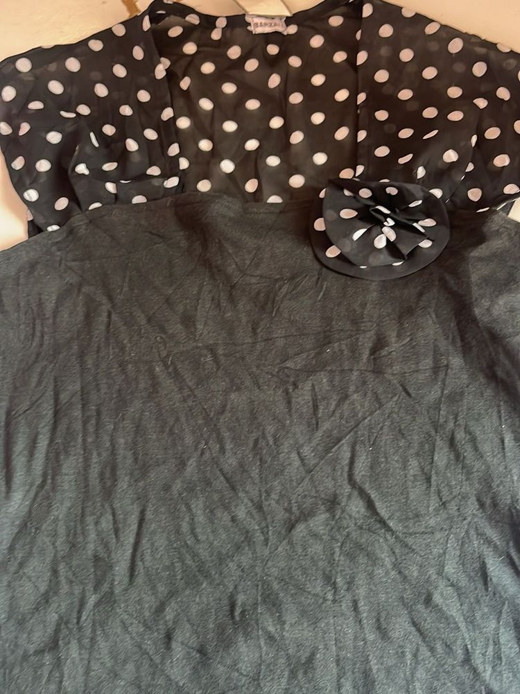 Polka Dot Top with Flower Detail