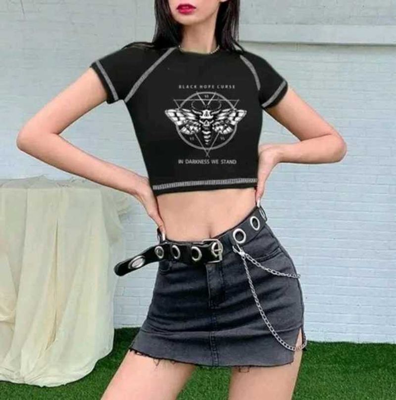 Graphic Print Crop Top