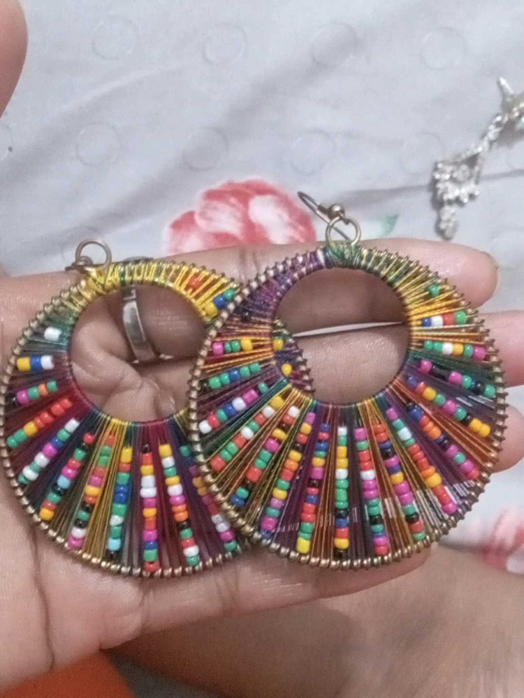 Boho Beaded Hoop Earrings