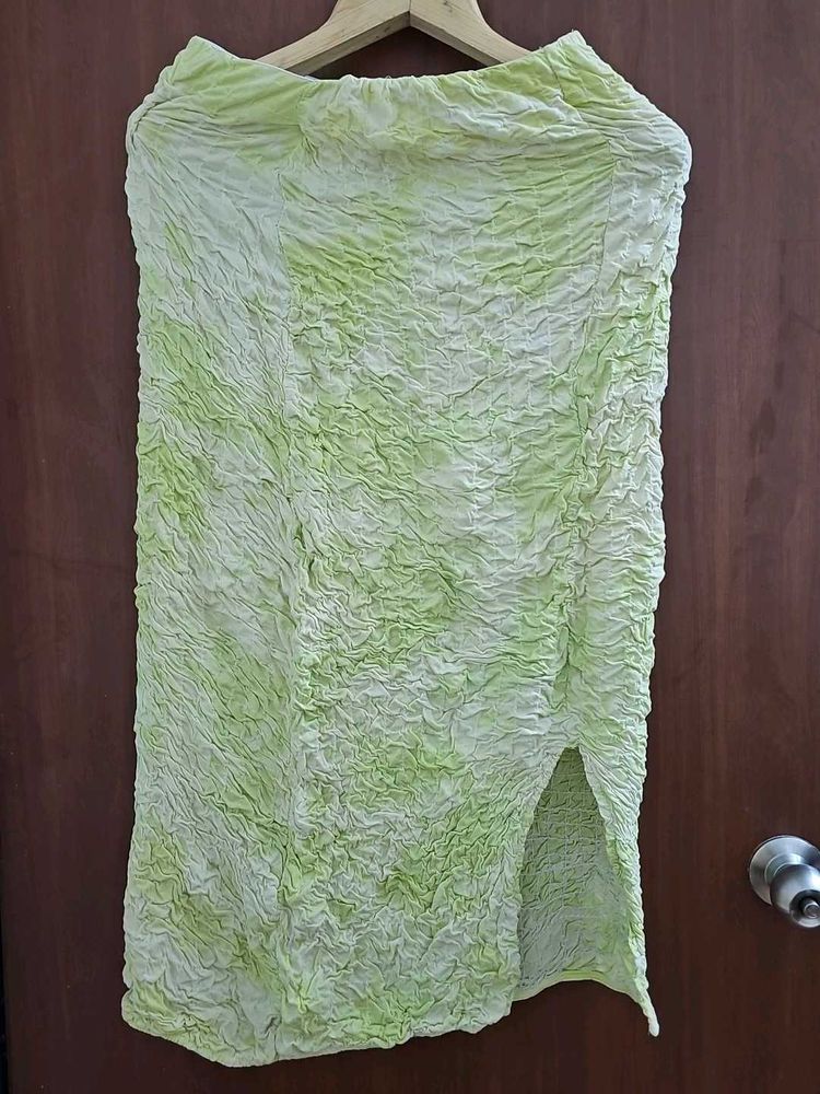 Green Popcorn Textured Skirt