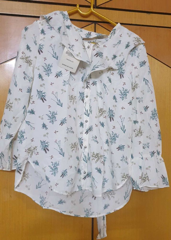Floral Print Ruffle Blouse