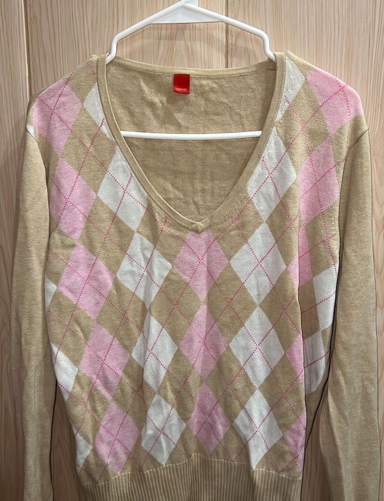 Korean Argyle Pattern V-Neck Sweater