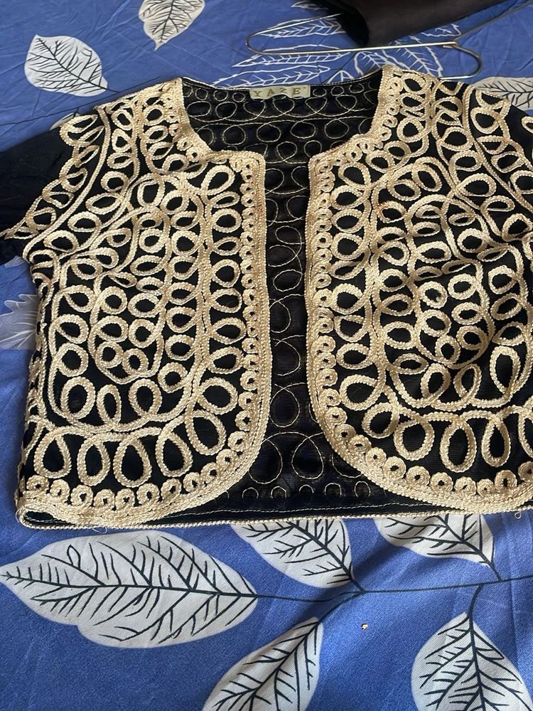 Embroidered Black Shrug