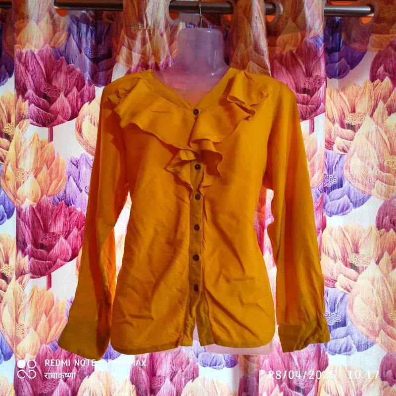 Ruffled Button-Down Top