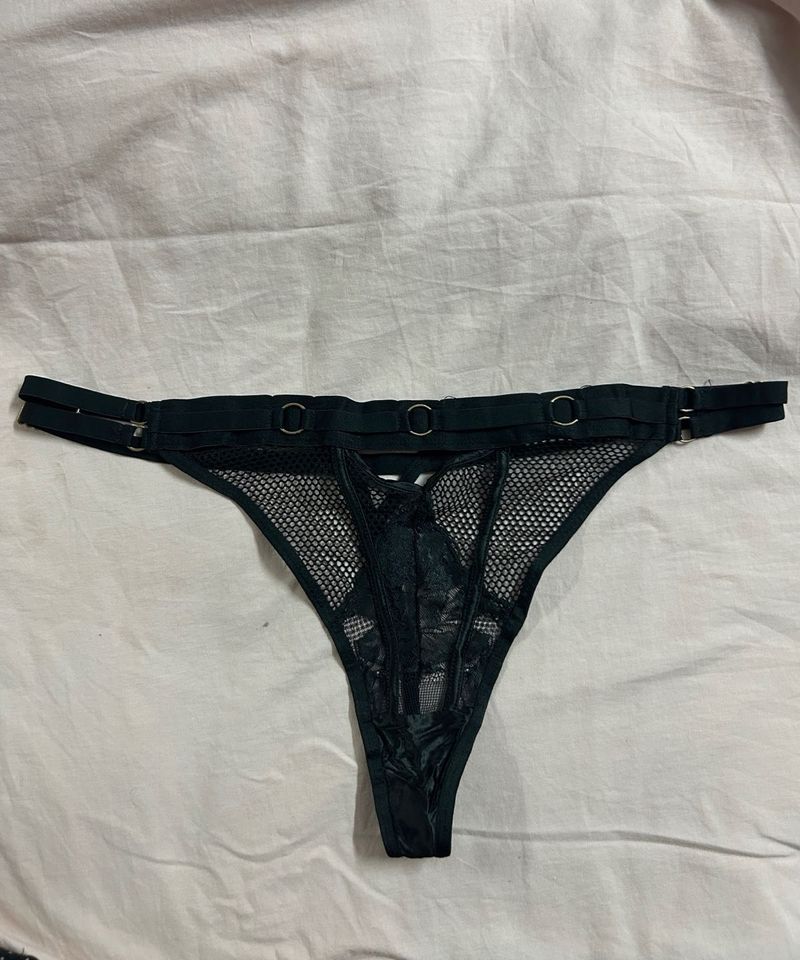 Black Mesh Thong