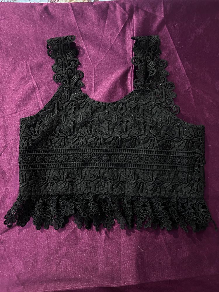 Cute Chikan Style Laced Strap Top