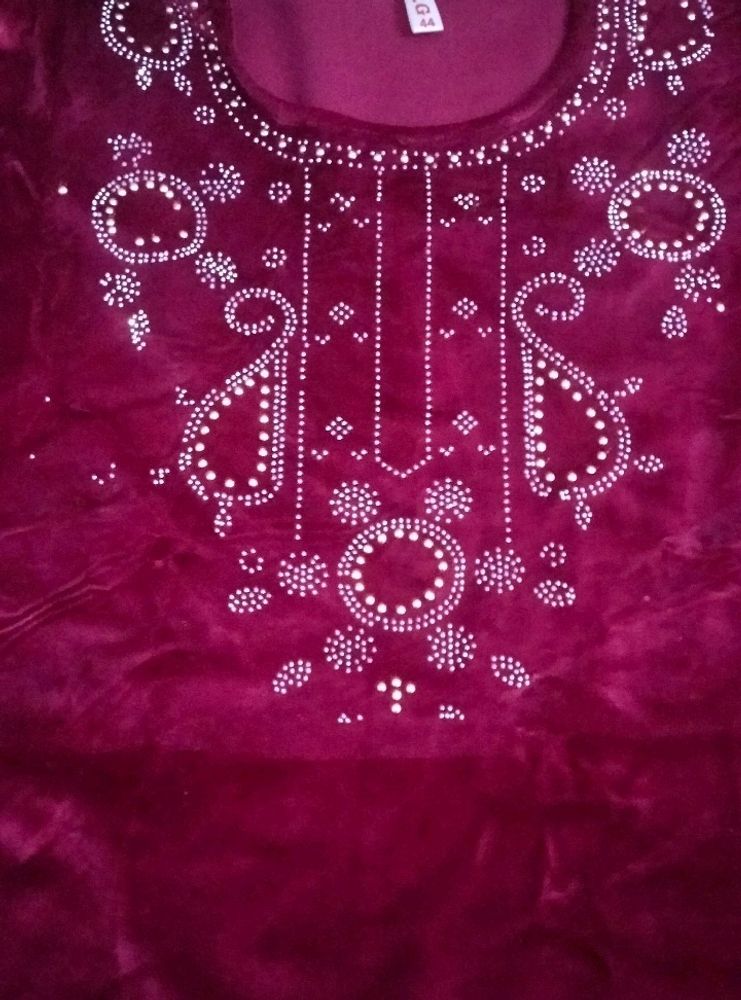 Velvet Kurta Set With Bottom And Shawal