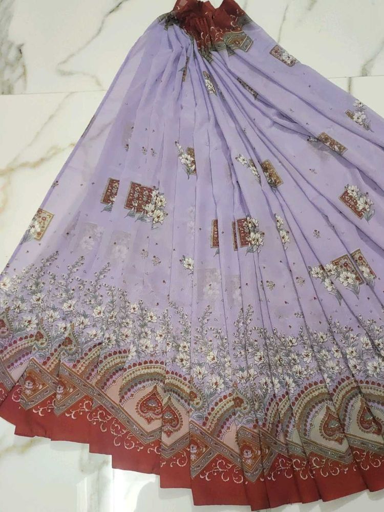 Elegant Lavender Floral Saree