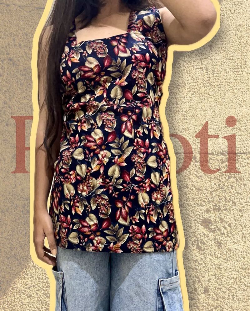 Floral Print Sleeveless Top