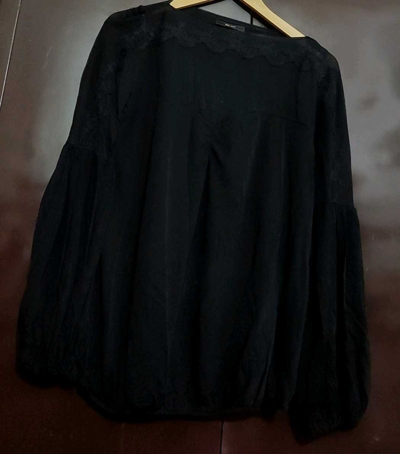 Black Top Lace Sleeves Trim for 34 Bust