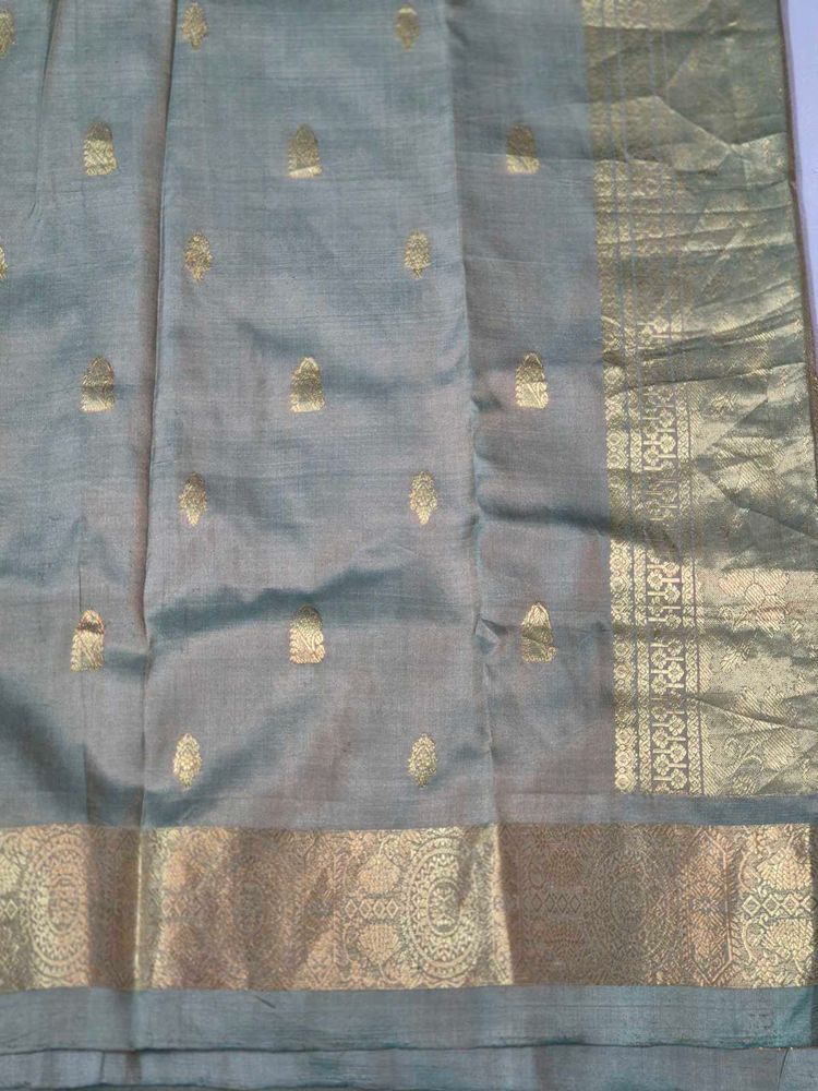 Elegant  pista green saree kanchivaram pure