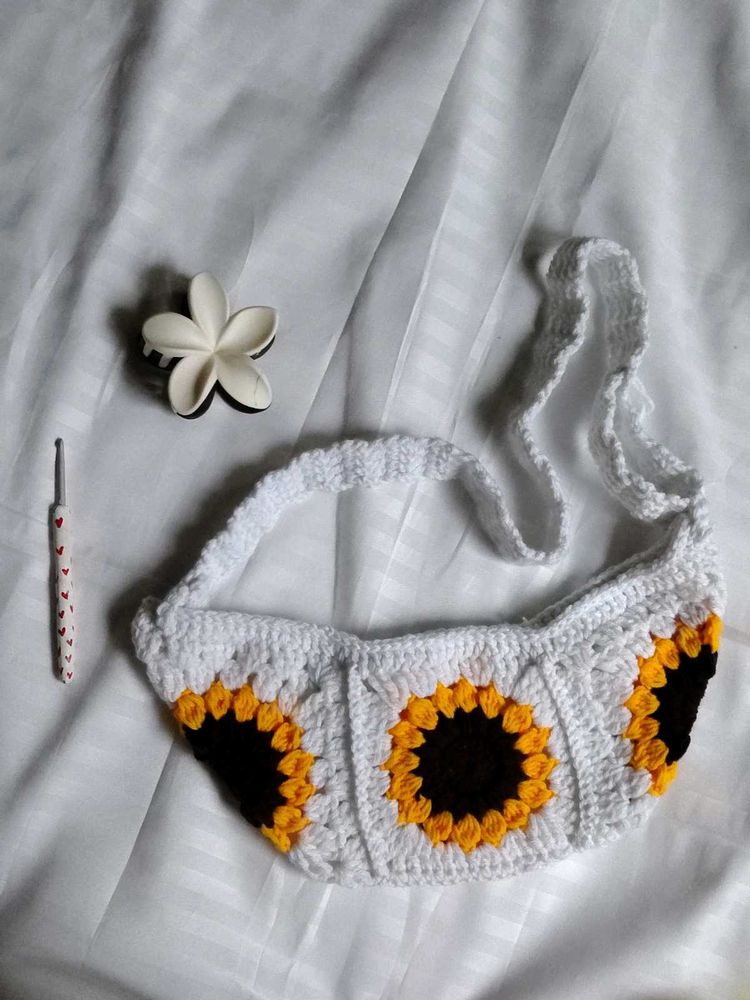 Crochet Sunflower Shoulder Bag
