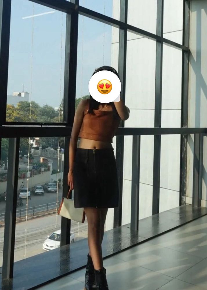 Black Denim Mini Skirt