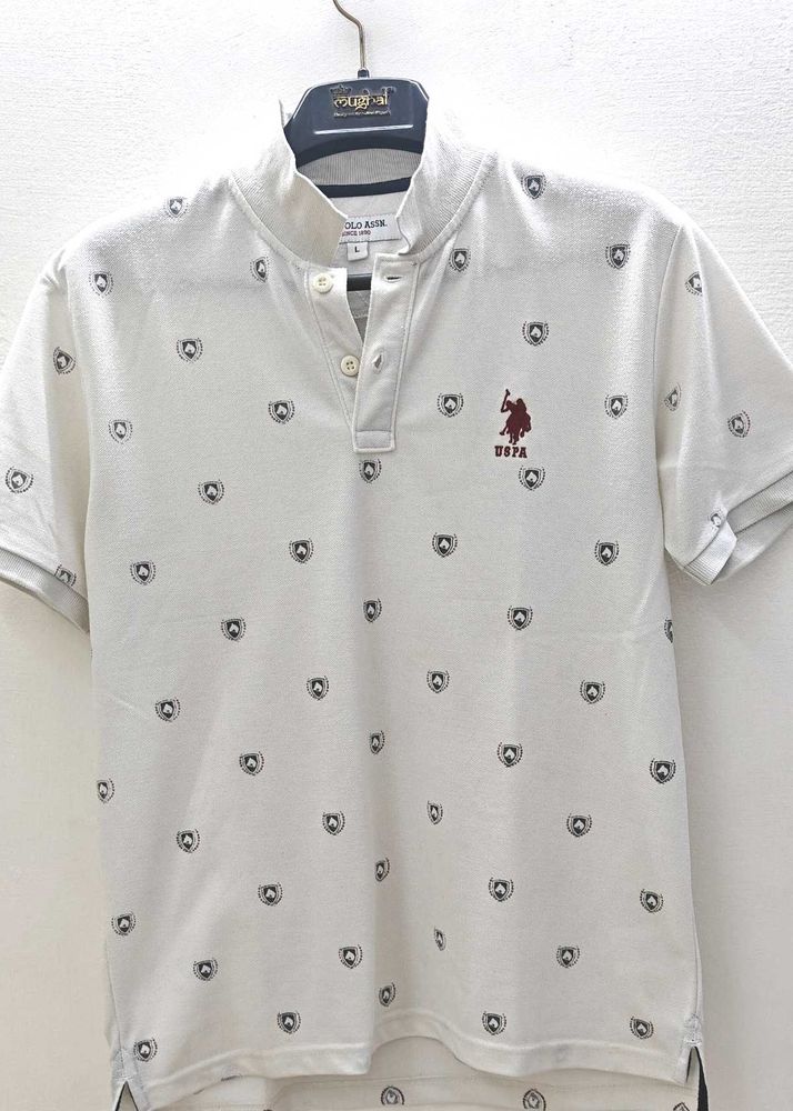 USPA White Printed Shirt