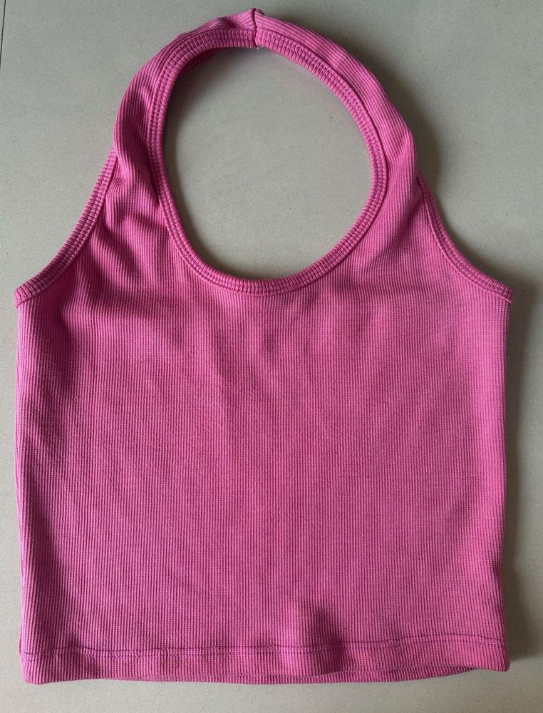 Pink Halter Crop Top