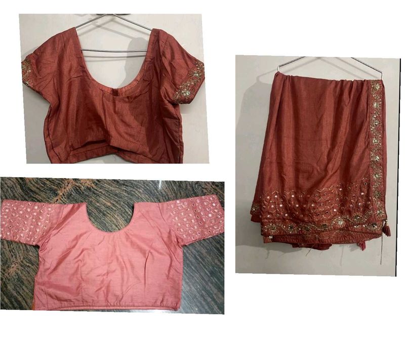 Saree With Stitched Blouse.