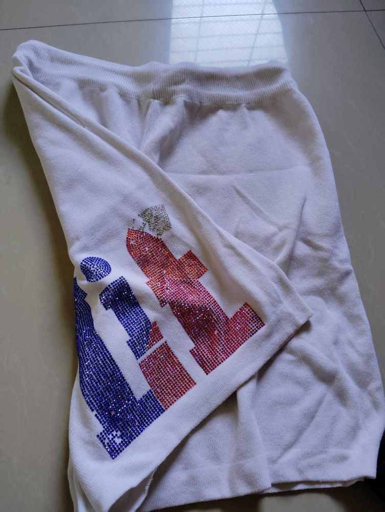 White Embellished Sweatpants