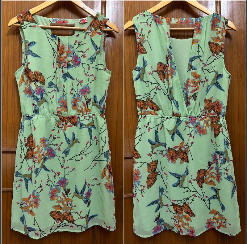 Mint Dress With Birds &amp; Butterflies