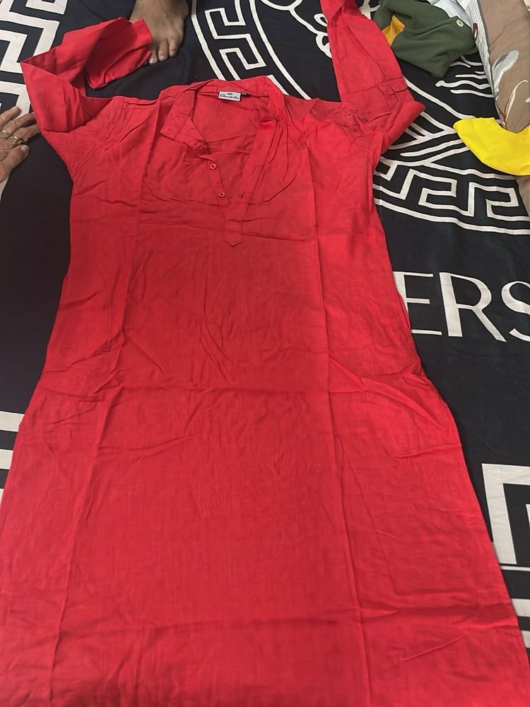 Red Cotton Kurti