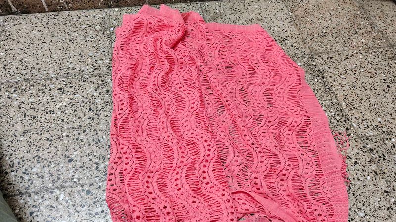 Pink Net Dupatta
