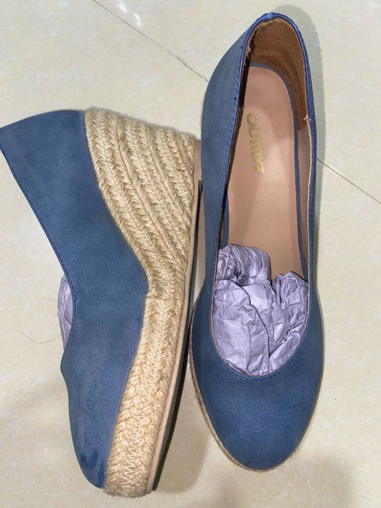 Blue Wedge Heels