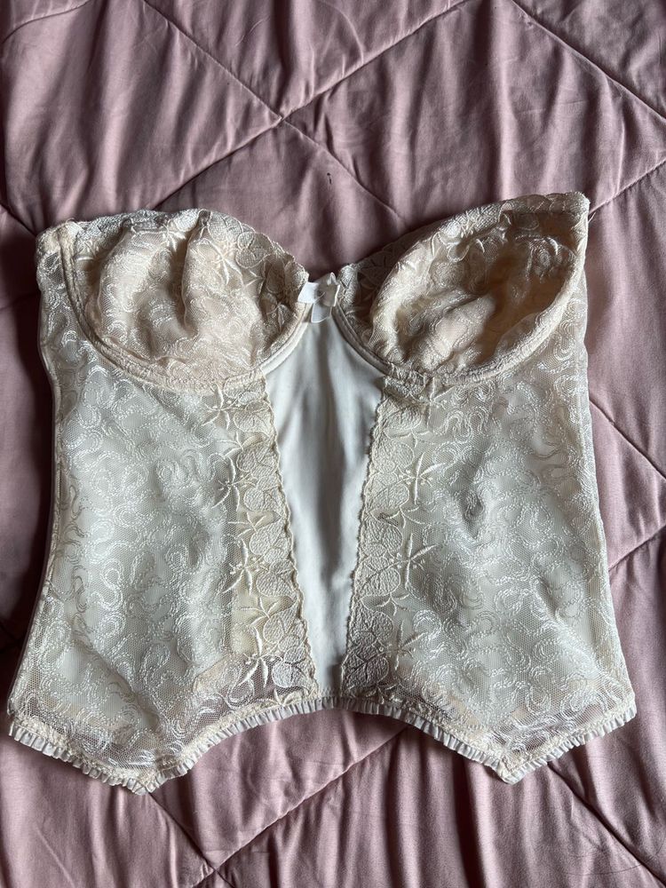 Bustier Top (Silky White with Lace)