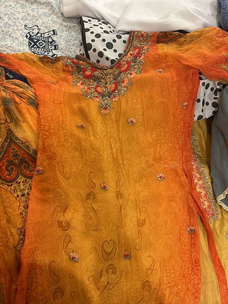 Orange Colour Suit With Sharara