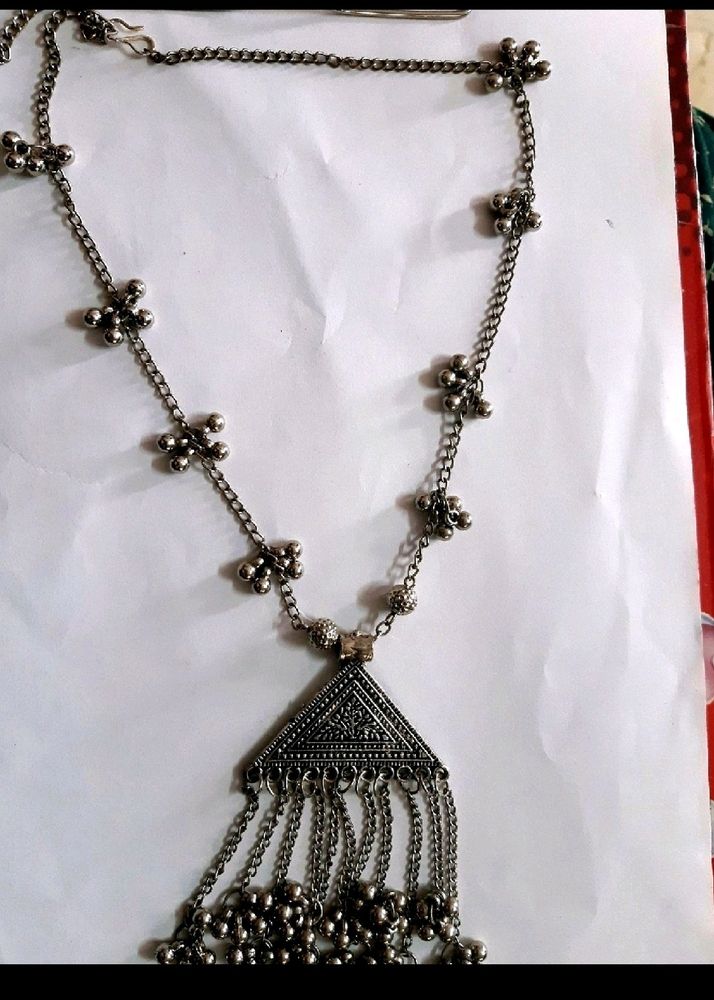 Boho Silver Statement Necklace