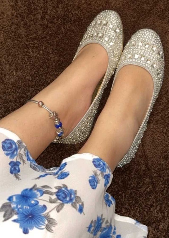 Sparkly Silver rhinestone Ballerinas