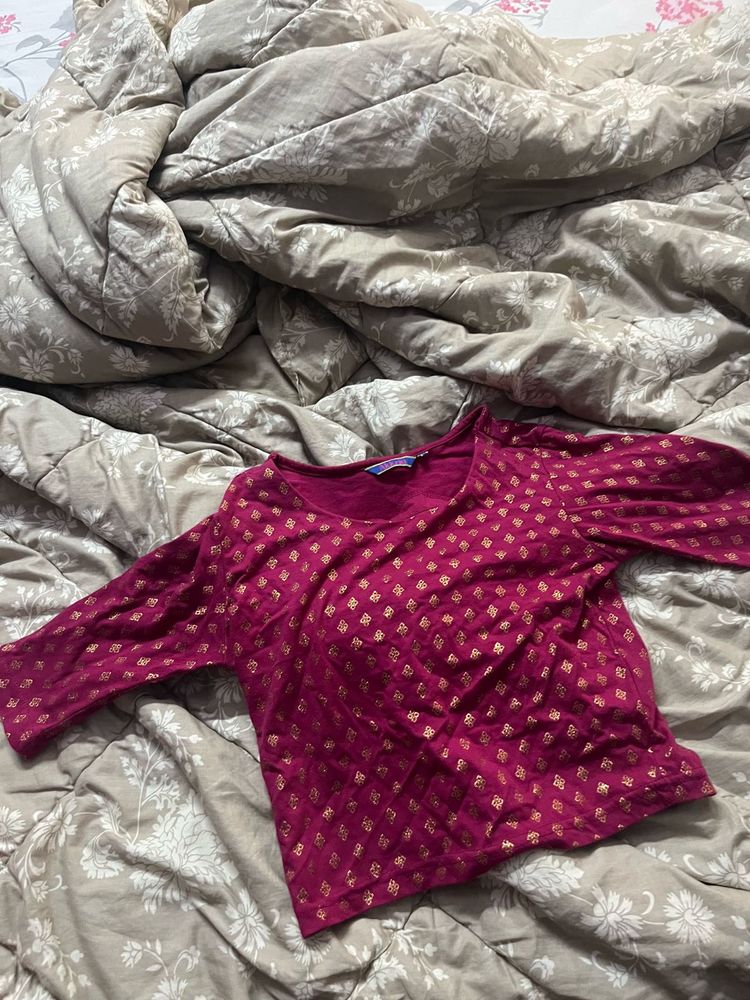 Pink Ethnic Crop Top / Blouse 🎀