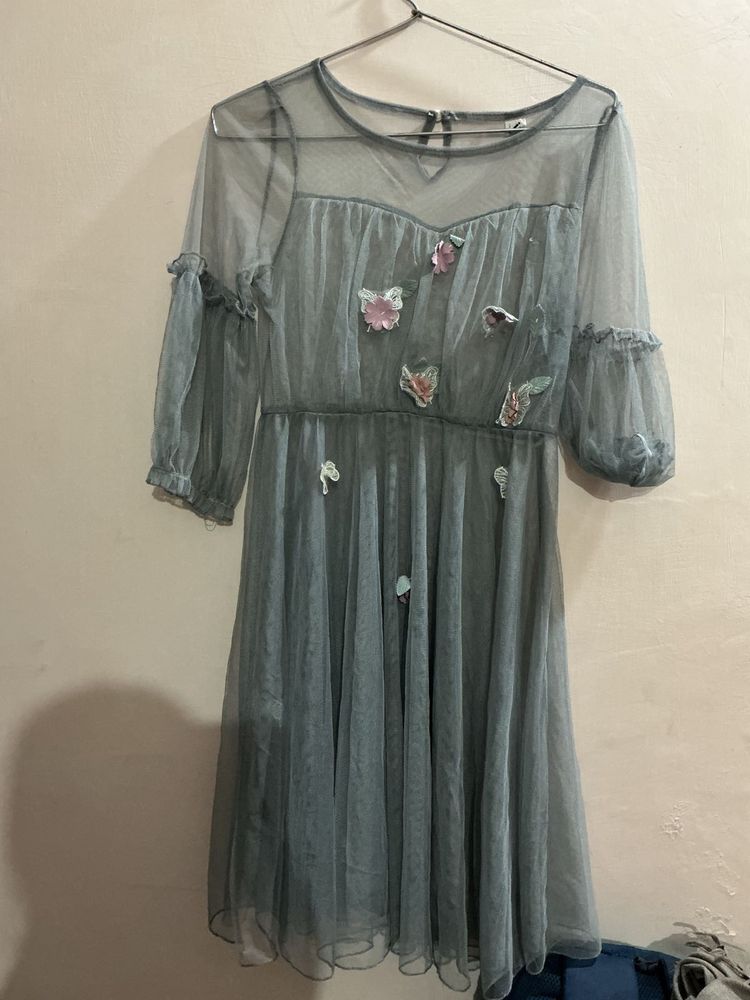 Floral Mesh Midi Dress