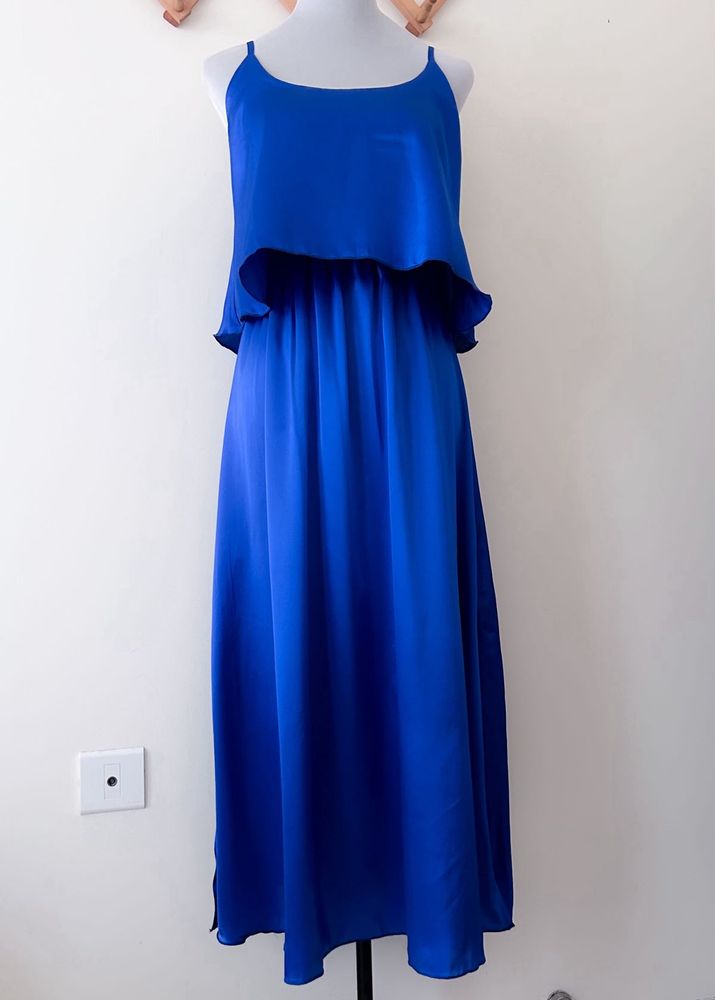 Azure Blue Satin Dress