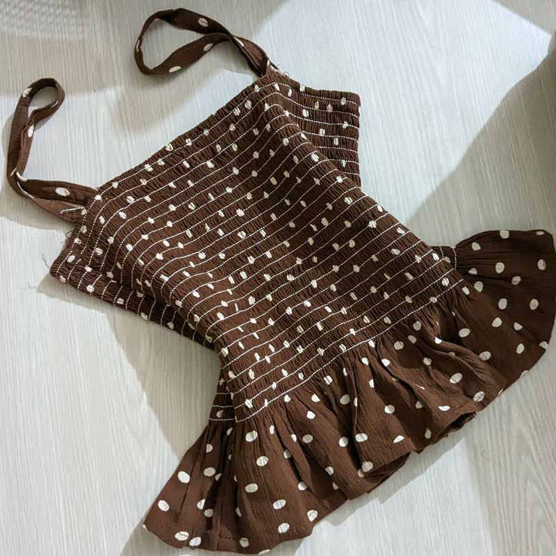 Brown Polka Top