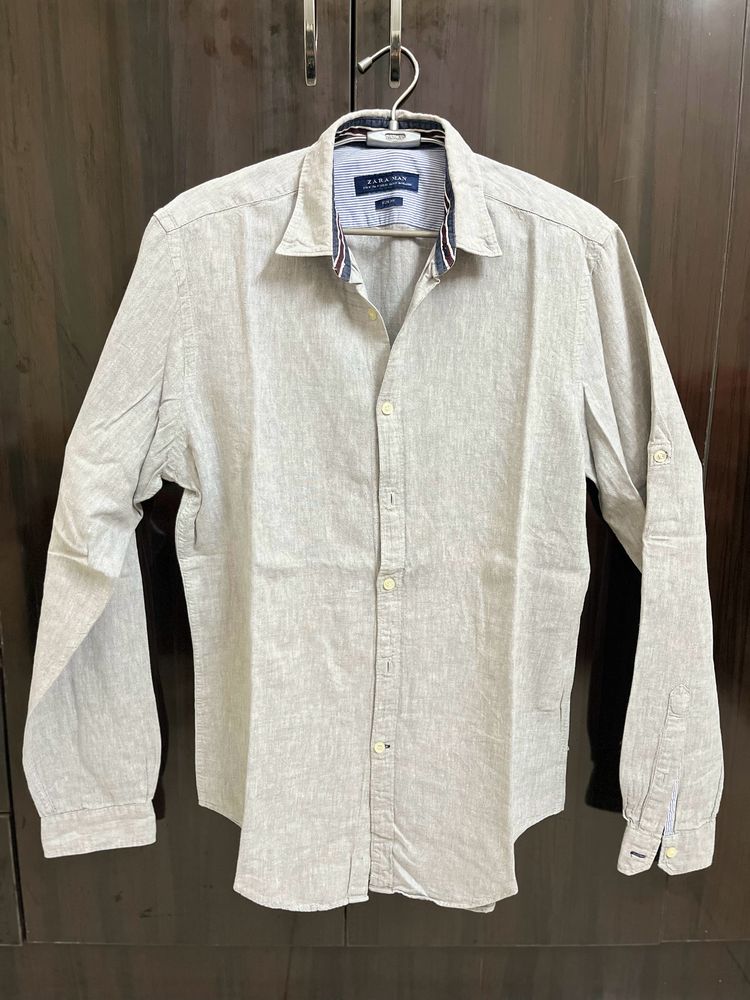 Grey Color Men Slim Fit Shirt