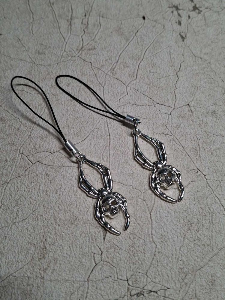 Goth Spider Skull Phone Charms