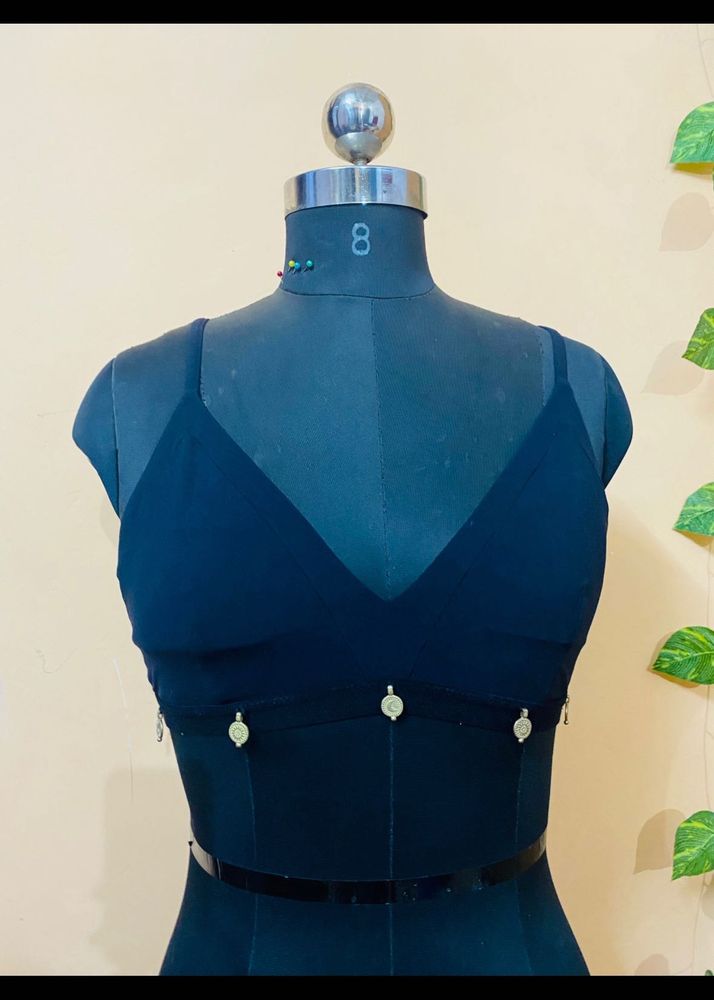 Black Crop Top with Embellishments