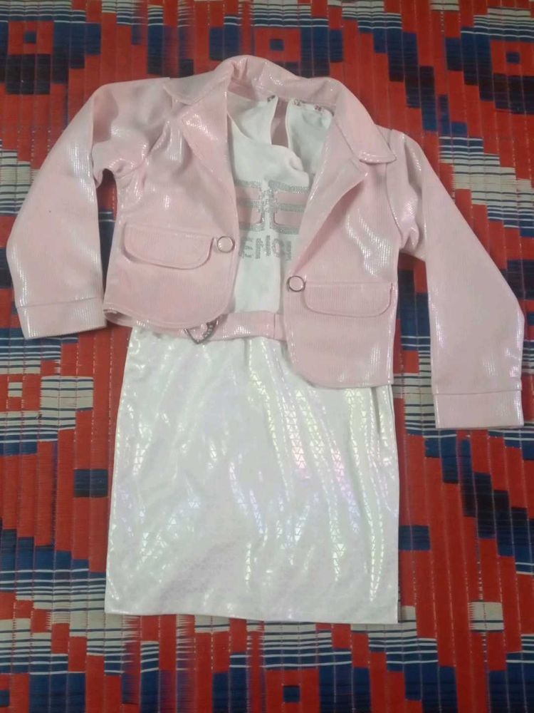 Pink Sparkle Outfit - Blazer, Top, &amp; Skirt