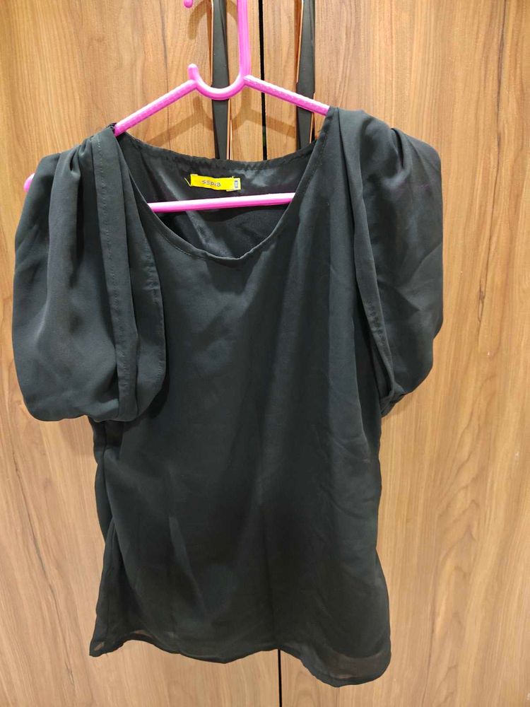 Elegant Black Puff Sleeve Top