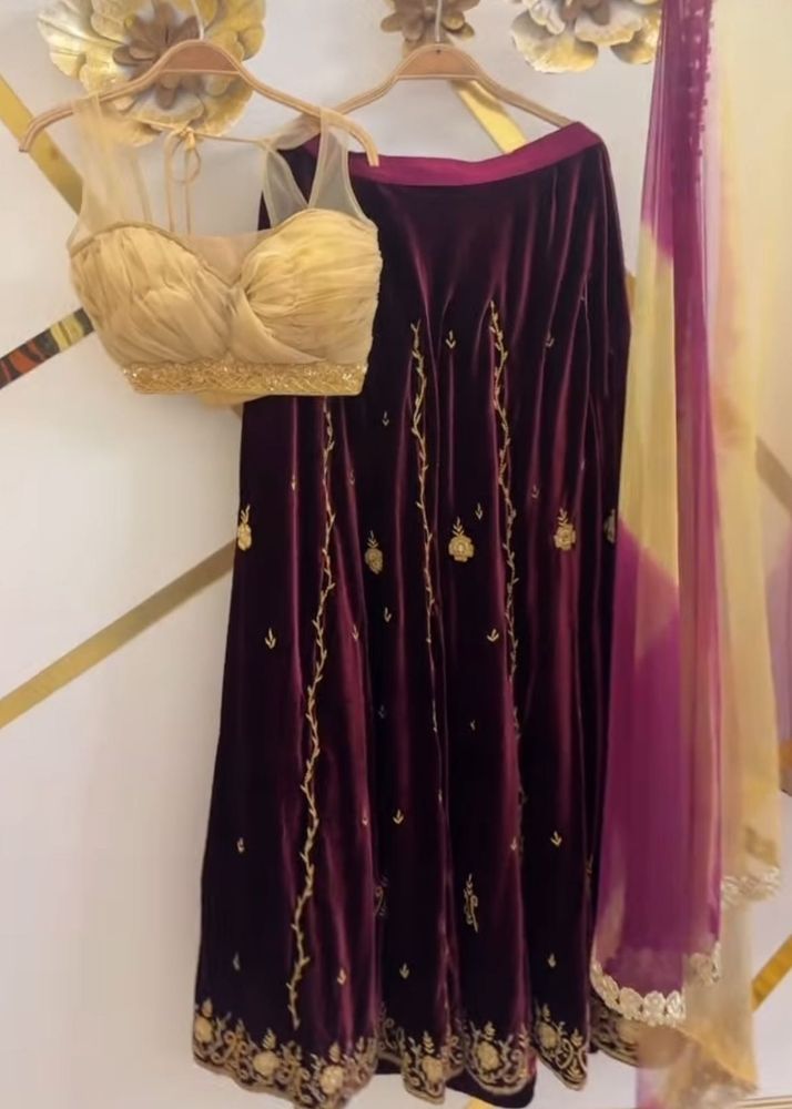 velvet purple lehenga