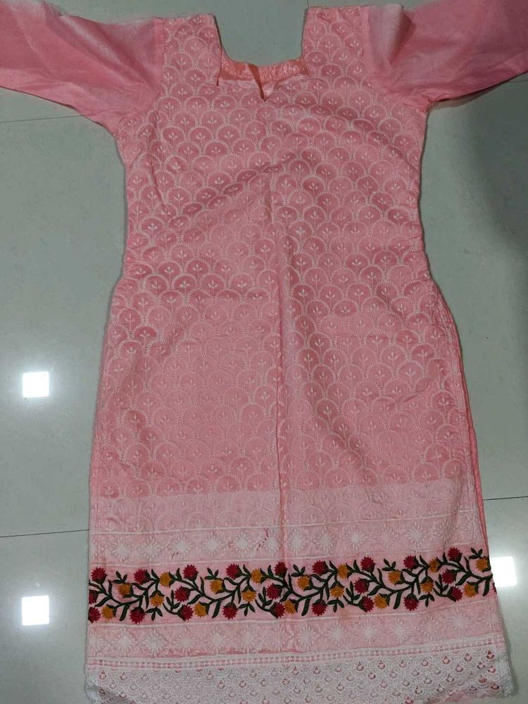 Pink Embroidered Kurti