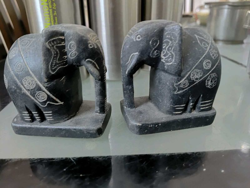 Stone Elephants,5x6.5cms App.,solid,very Nice,