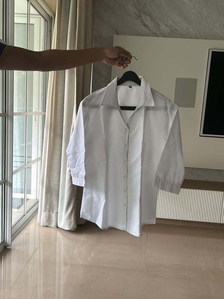 Classic White shirt with 3/4th  sleeve