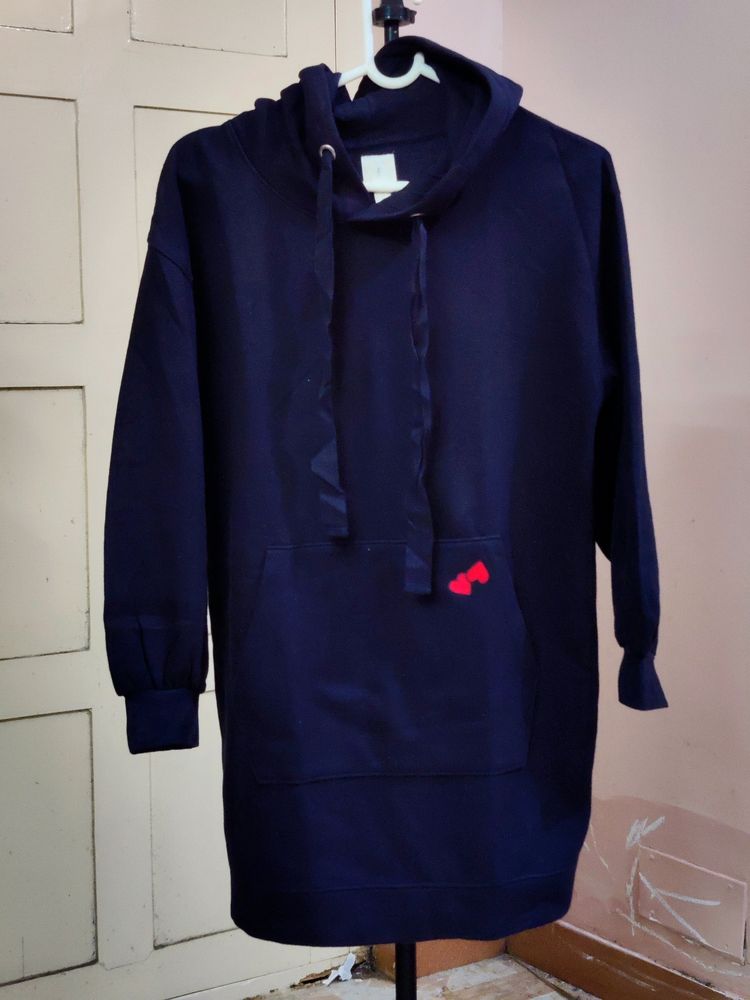 💥BUY1GET1💥 H&amp;M navy blue H&amp;M hooded sweatshirt dress