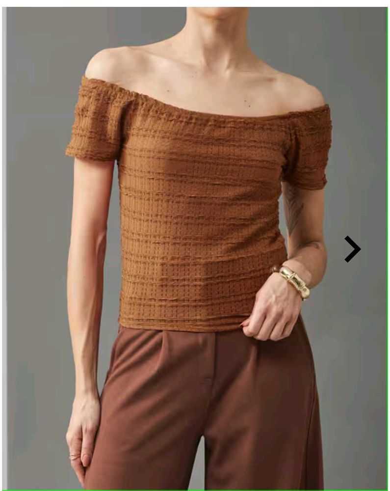Brown Off-Shoulder Top