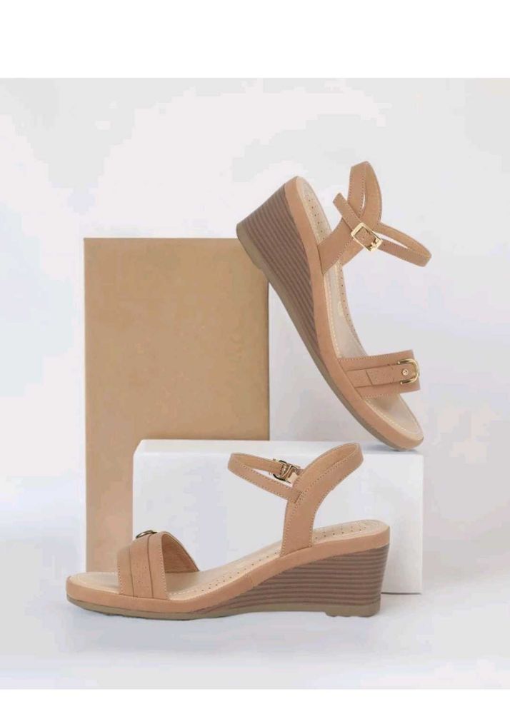 Light Brown Ankle Strap Wedge Sandals