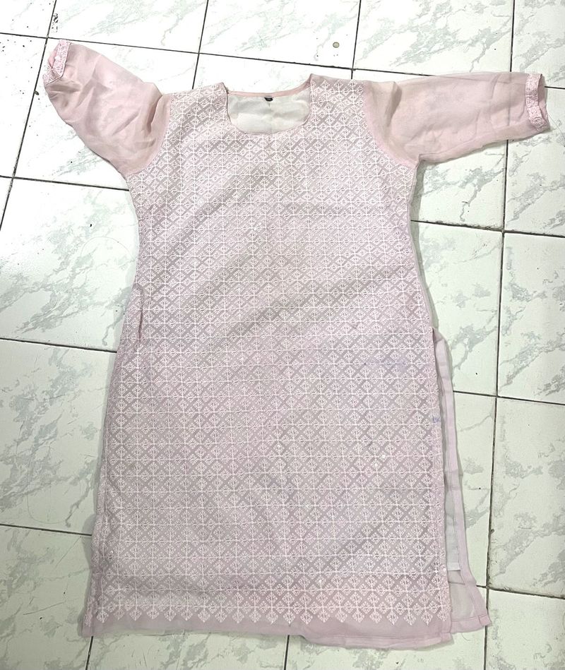 Pink Embroidered Kurta