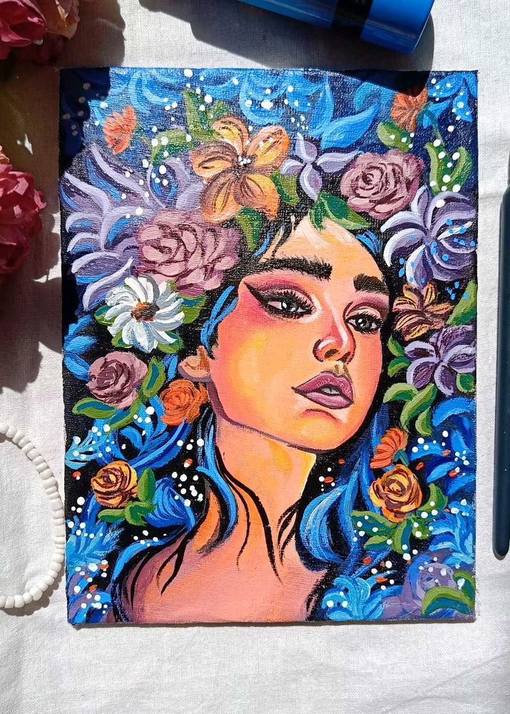 Aesthetic Abstract Girl Painting On Canvas -Small