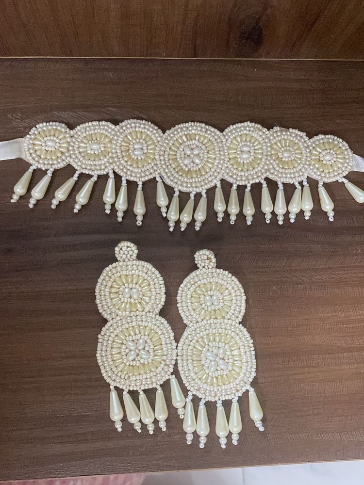 Pearl Choker &amp; Earring Set