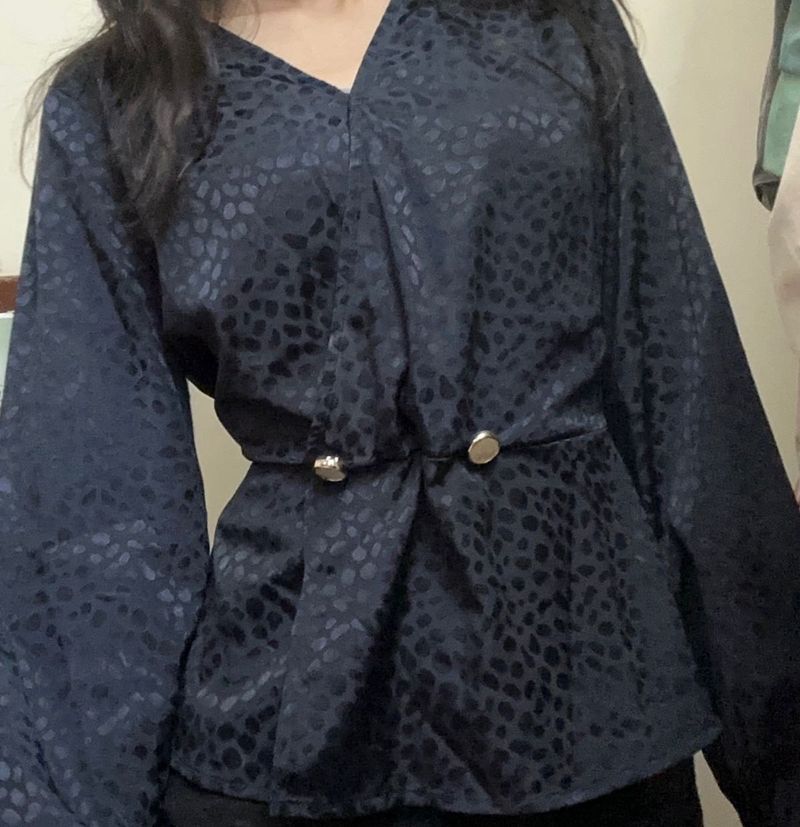 Elegant Blue Peplum Top