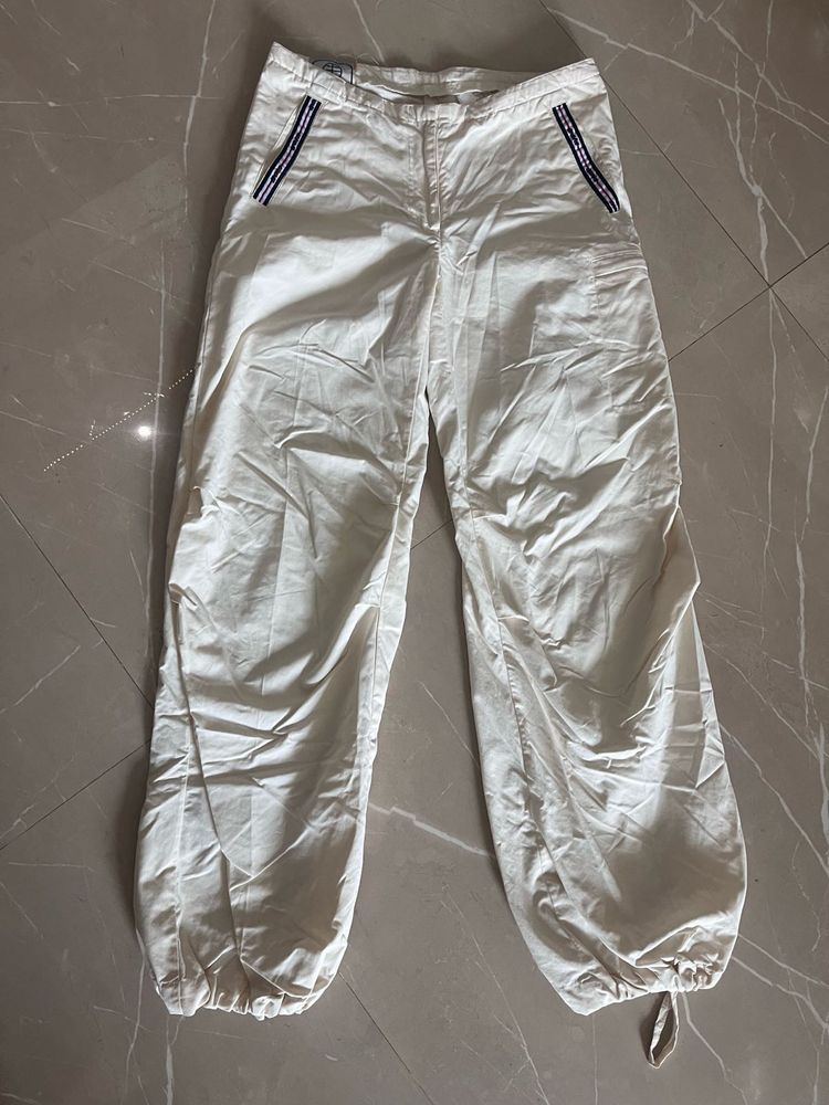 Beige Cream Baggy Cargo Pants